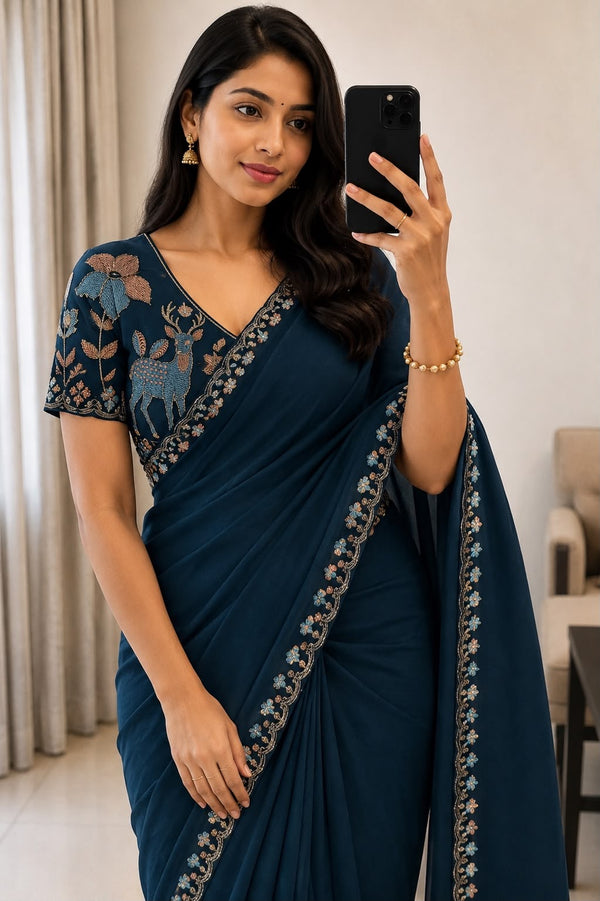 Rangoli silk Saree with Multi Emrodiry sequins Work With Embroidery Beautiful blouse 😍