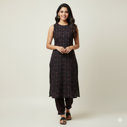 Black Cotton Co Ords Top & Bottom