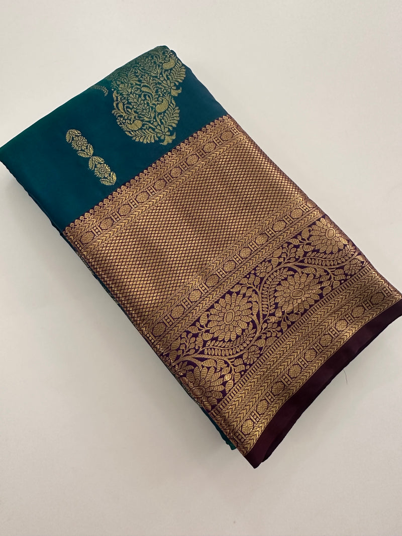 Kanchi Semi Silk Sarees in beautiful color combinations🌹- AU12