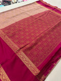 Crepe Silk Brocade Fancy Saree,, contrast border and contrast blouse piece 🌹 - AU10
