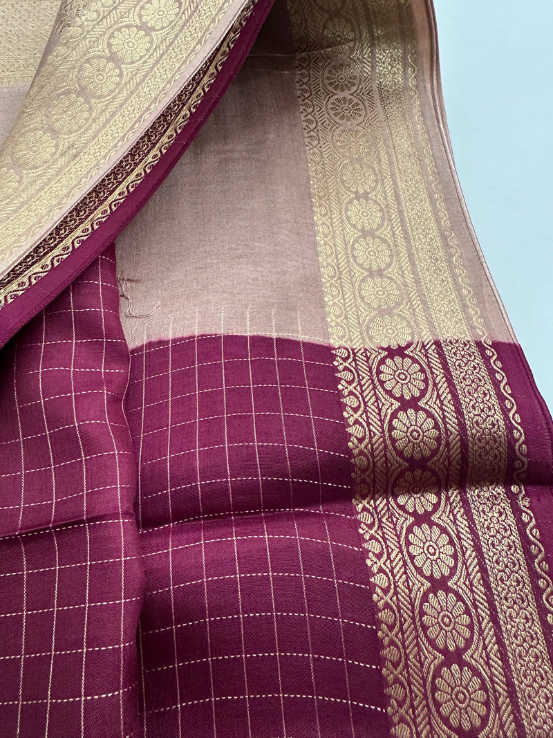 Banarsi Viscose Sarees in contrast border and contrast blouse piece comes in checkered pattern 🌹- AU-17