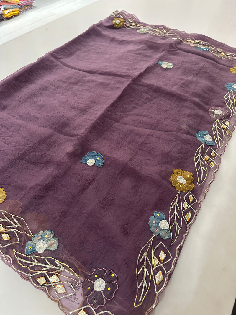 Organza Appliqué Work saree -M27