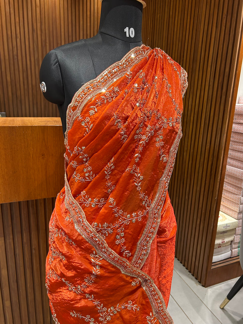 Orange Designer Saree
