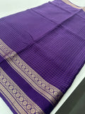 Banarasi crêpe sarees with contrast blouse piece🌹 comes in rich border and small Checks -AU6
