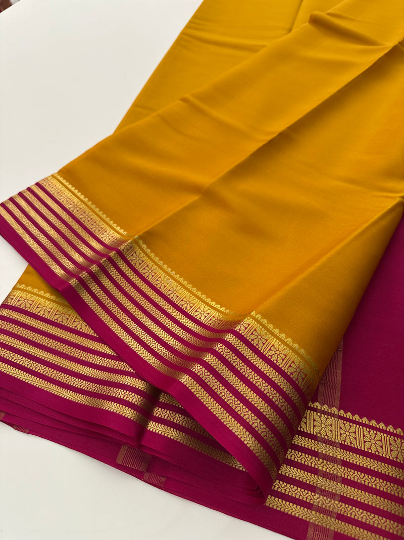 80GSM Pure Mysore Crape Silk Sarees-AU4