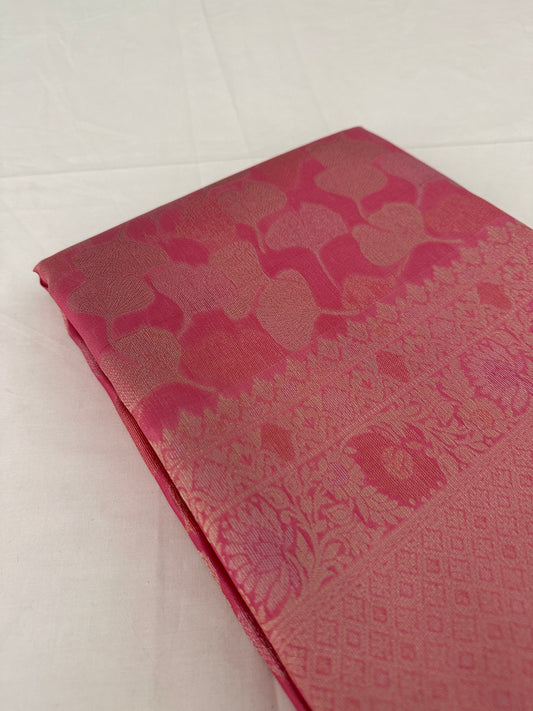 Baby Pink Soft Kanjeevaram Styles Zari Designer Saree