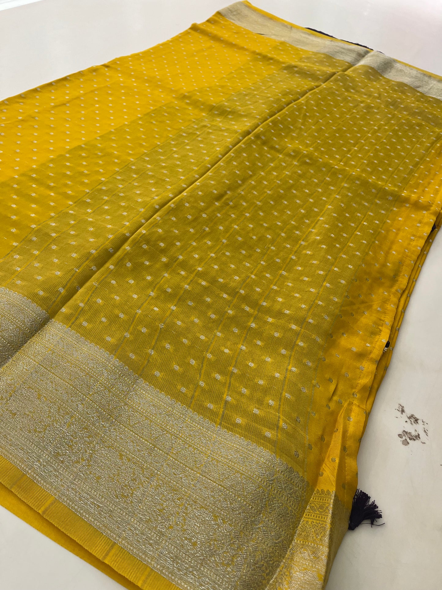 Banarsi Crape Silver Butties