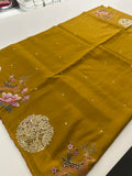 ButterSilk Tussar Sarees are back in stock🌹
Comes with aari work and scallop style borders and cutwork buttas🌹-JU18