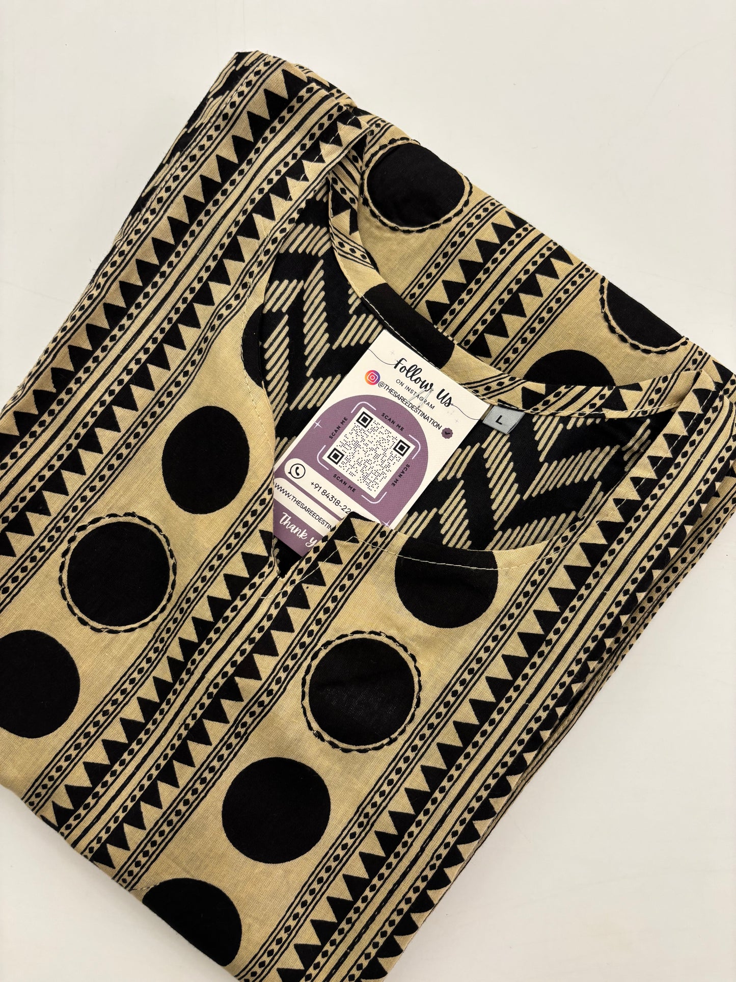 60s Camric Discharge Print With Doriya Dupatta Set