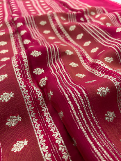 DESIGNER PARTYWEAR SAREE WITH CONTRAST BLOUSE-PINK X PURPLE