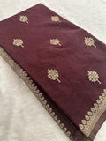 Wine Linen Heritage Designer Saree with Butta - AU18