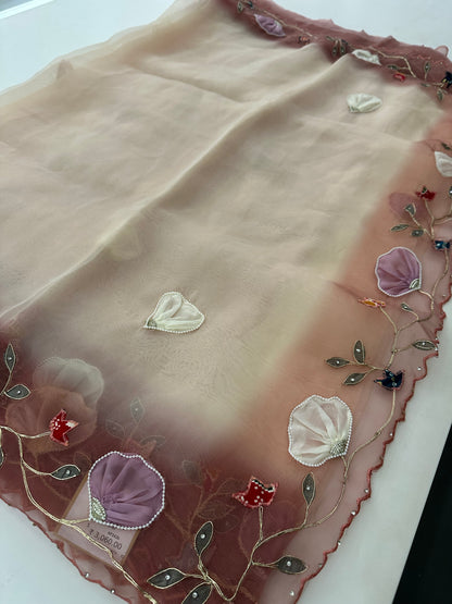 Faded Organza work Fancy appliqués -M24