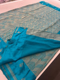 Rich Fancy Georgette Viscose Saree in Pastels and a Dark Shade♥️ Comes with Brocade buttas and butti self blouse ♥️-JU25