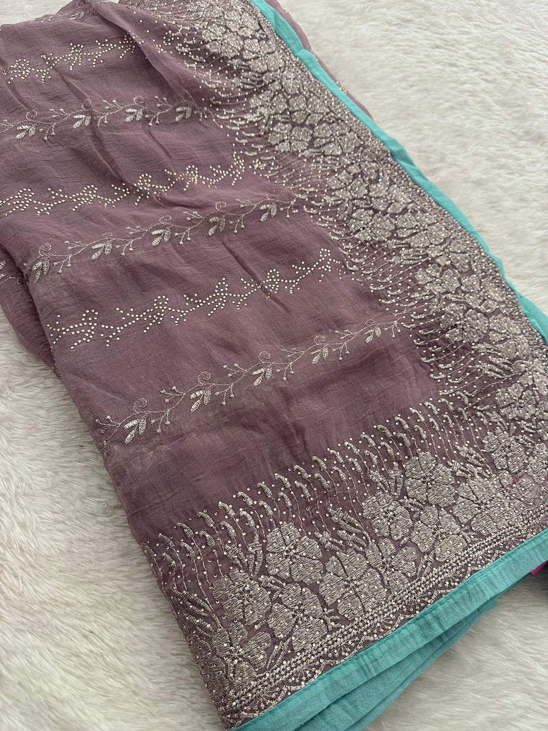 Work Organza Saree-JU12
