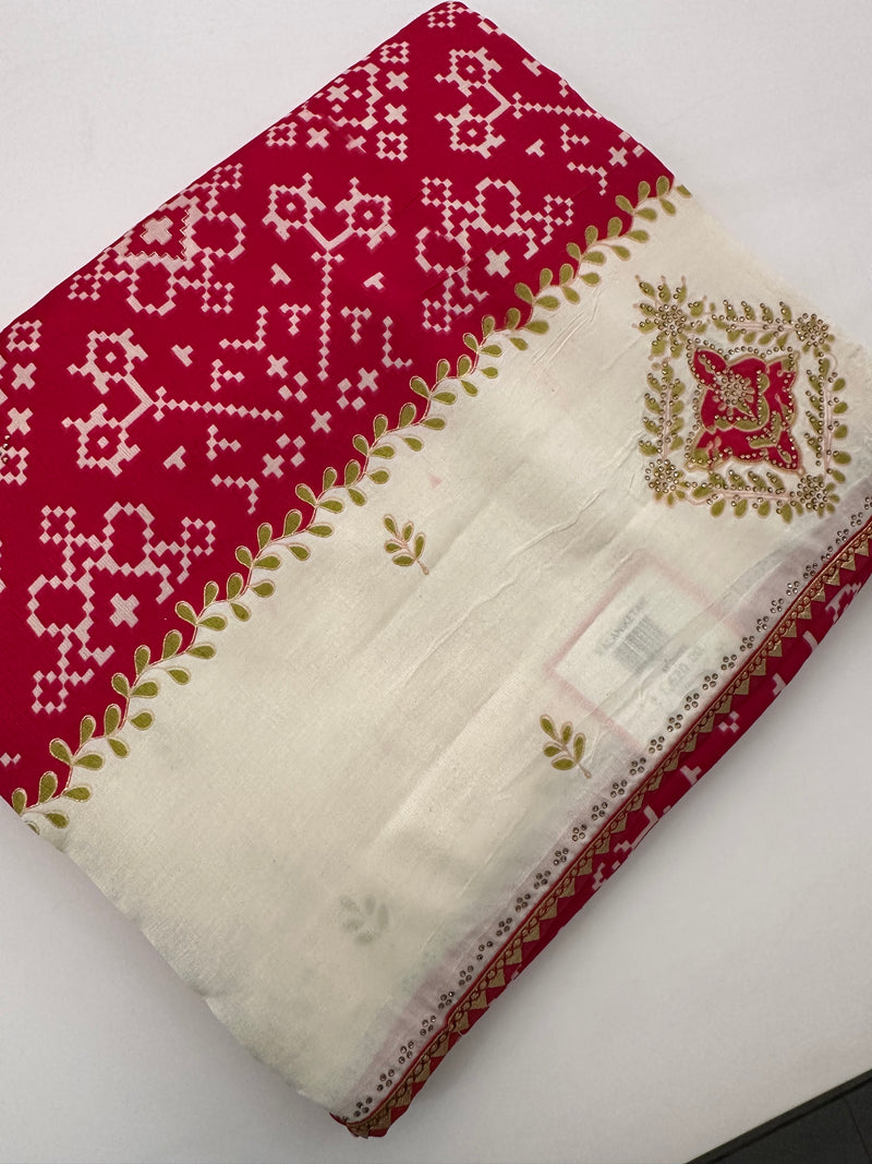 Patola Stone Work Fancy Saree-J30