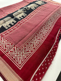 Black X Red Soft Printed Kalamkari Chanderi Saree