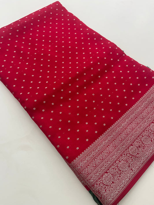 Banarsi Crape Silver Butties