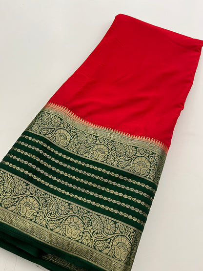 310 semi crape silk kaddi pallu