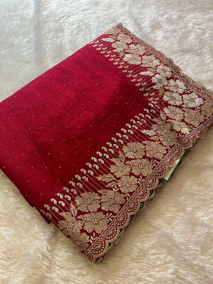 Scallop borde Fancy saree