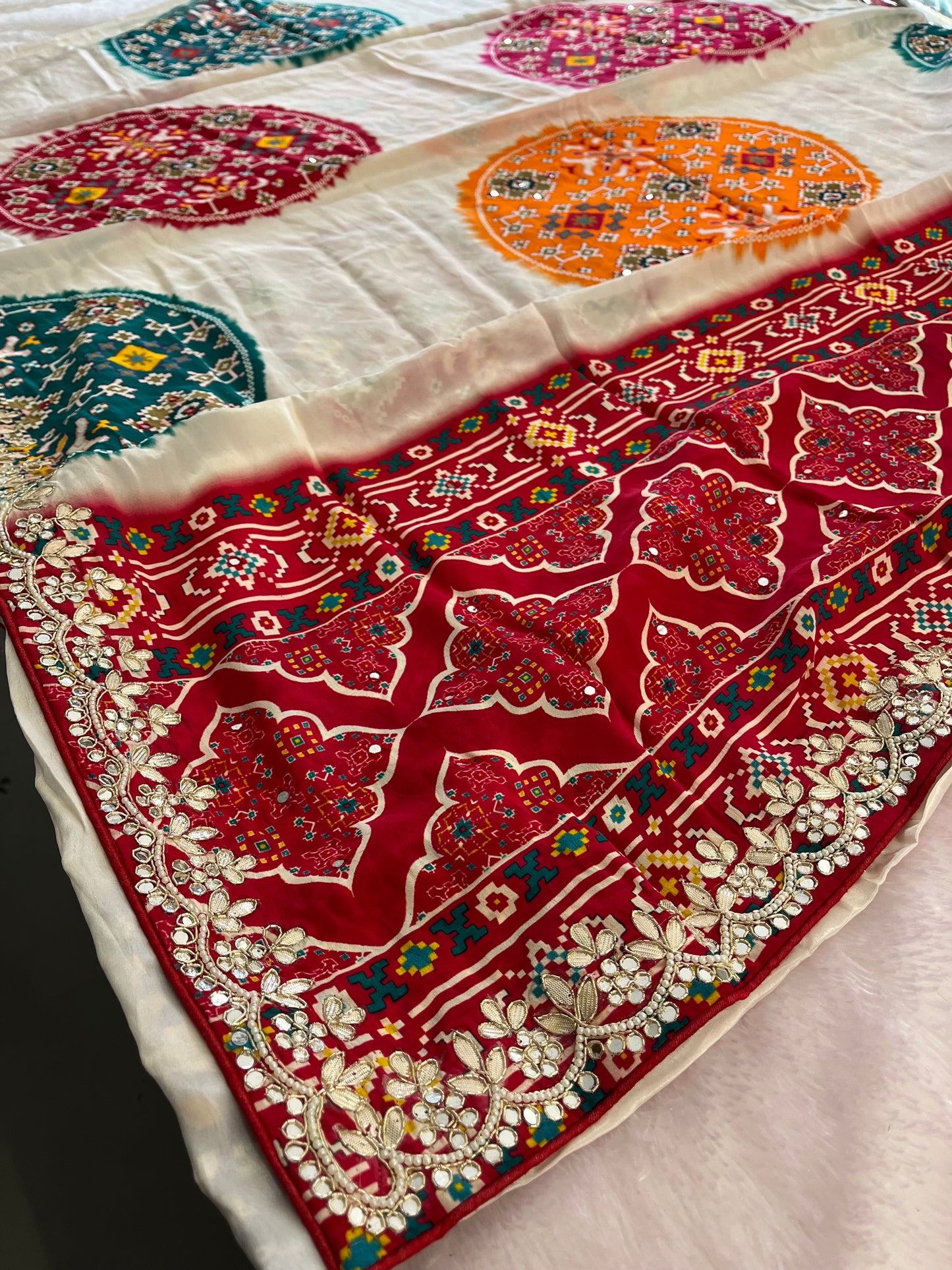 Bandhini Gota Work Gajji Silk Saree