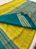 Premium Georgette Sarees In Checks Zari and Small Border with Contrast Blouse Piece 🌹-JU18