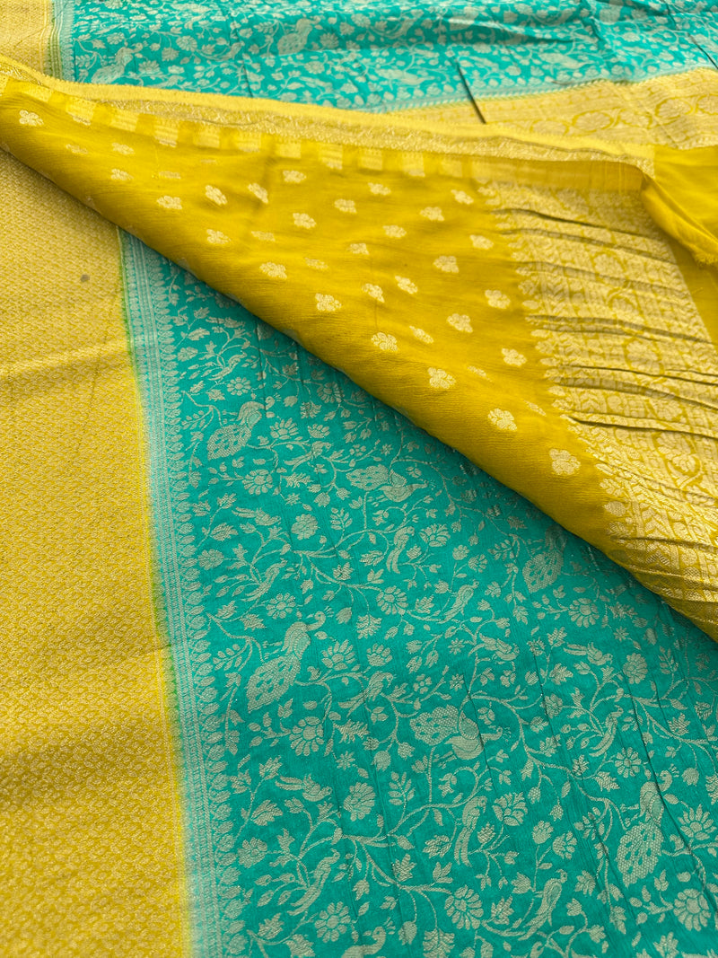 Heavy Brocade FancyCrush Georgette Fancy Saree,, Contrast Blouses-JU23