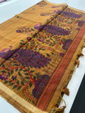 Tussar Silk Designer Saree Honey Shade-JU4
