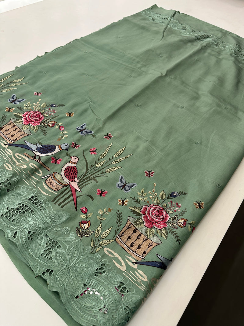 Cut Work Designer Full Embroidery Work Pure Tussar-J20
