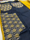Mustard Yellow Banarsi Crepe Silk Designer Saree AU26
