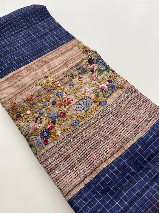 Linen Tussar designer saree