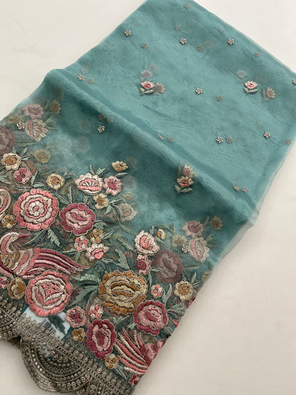Embroidery Organza premium Saree