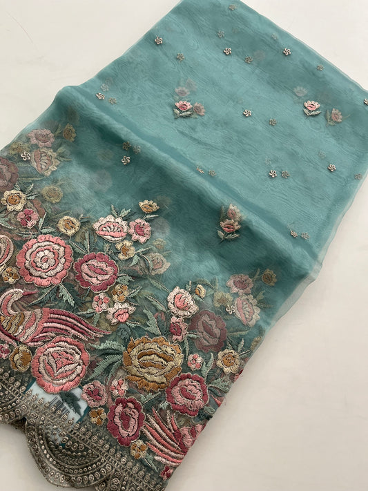Embroidery Organza premium Saree