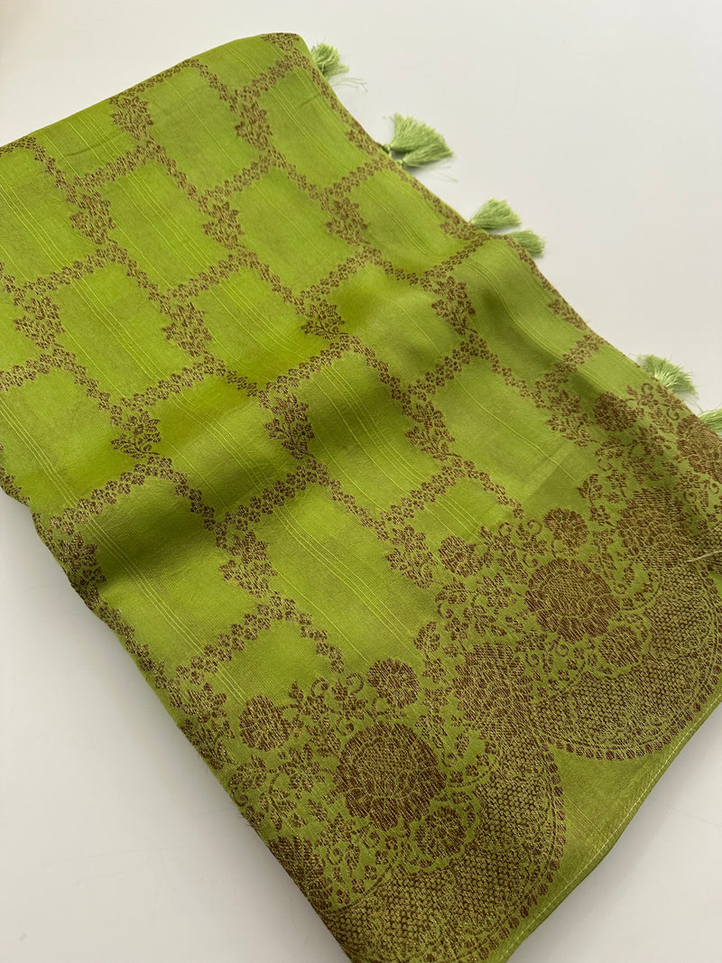 Jute Tussar Designer Sarees beautiful colour combinations🌹-AU9