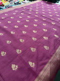 Venkatagiri fancy soft Linen Cotton sarees with self blouse and fancy Border and Butties all over🌹 - AU12