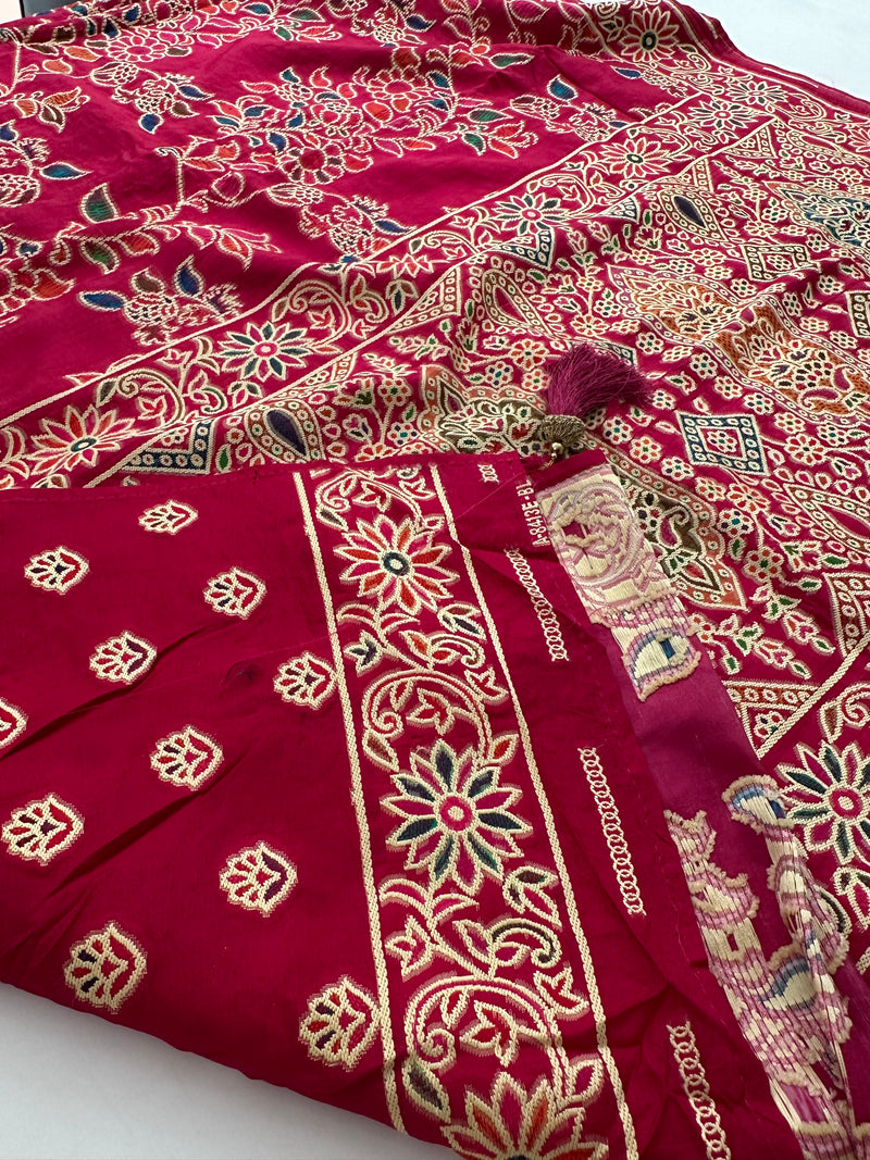 Soft Pashmina silk sarees with white weaving, all over design and self blouse with butti and border 🌹  -AU2
