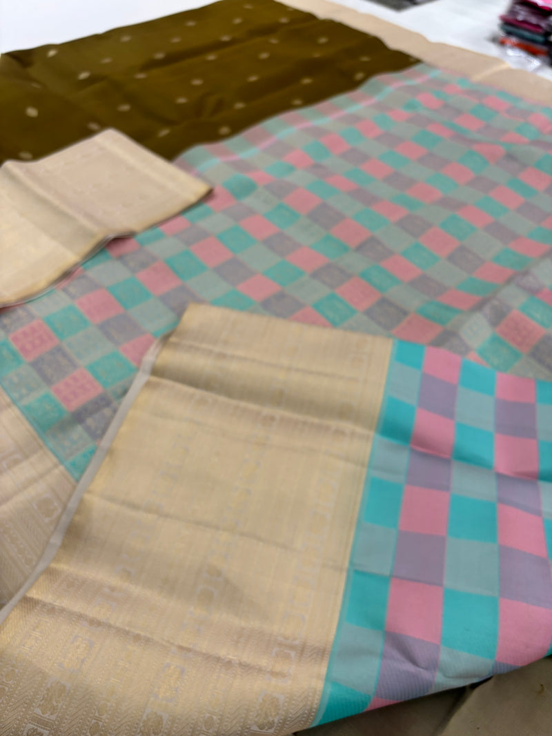 Pure Handloom Kanjeevaram Tissue Brocade Pallu and Blouse Designer Piece