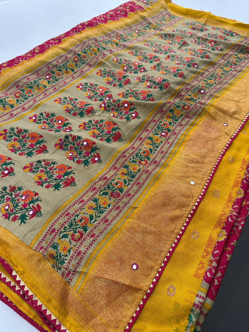 Crush Patola Bandhini Saree – Pink X Yellow AU24