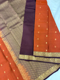 Pure Mix Silk Saree - Rust Orange x Purple - JU23