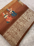 Kalamkari Printed Crape-JU14