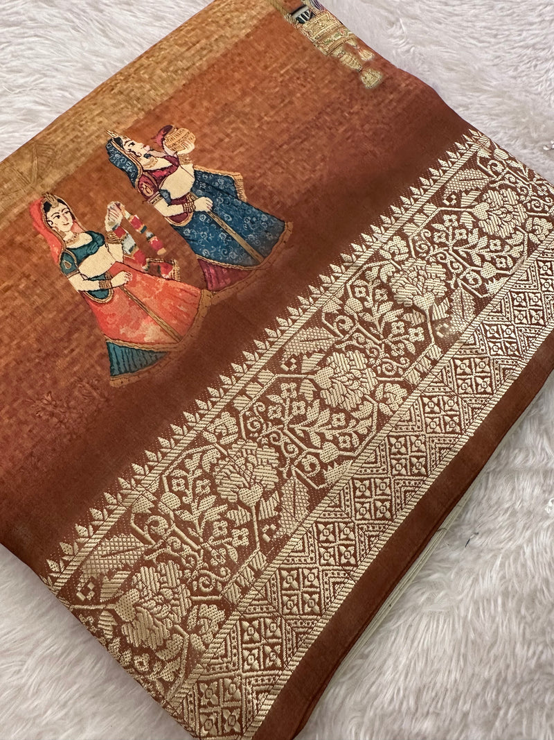 Kalamkari Printed Crape-JU14
