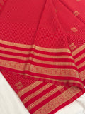 Red Semi Mysore Silk Checks Saree with Butta - AU13