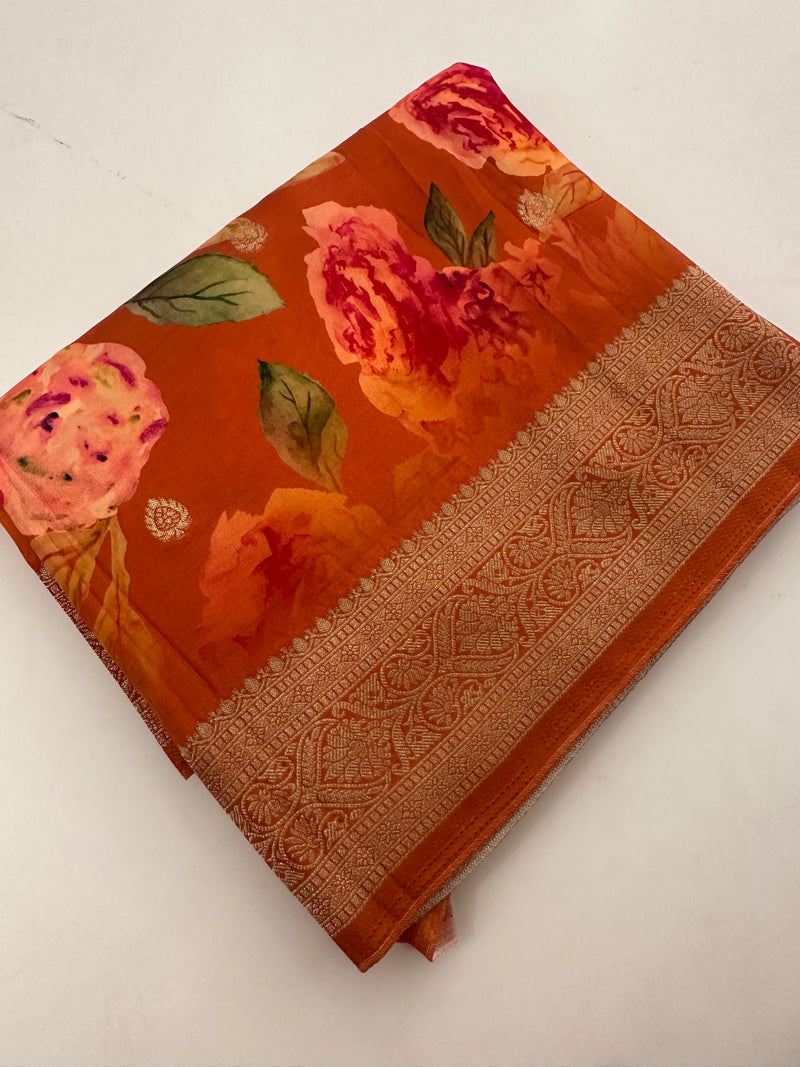 Viscose Digital Print Saree-J29