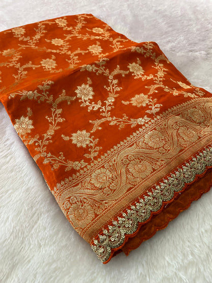 Banarasi Brocade Fancy scallop Border