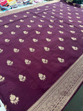Venkatagiri fancy soft Linen Cotton sarees with self blouse and fancy Border and Butties all over🌹 - AU12