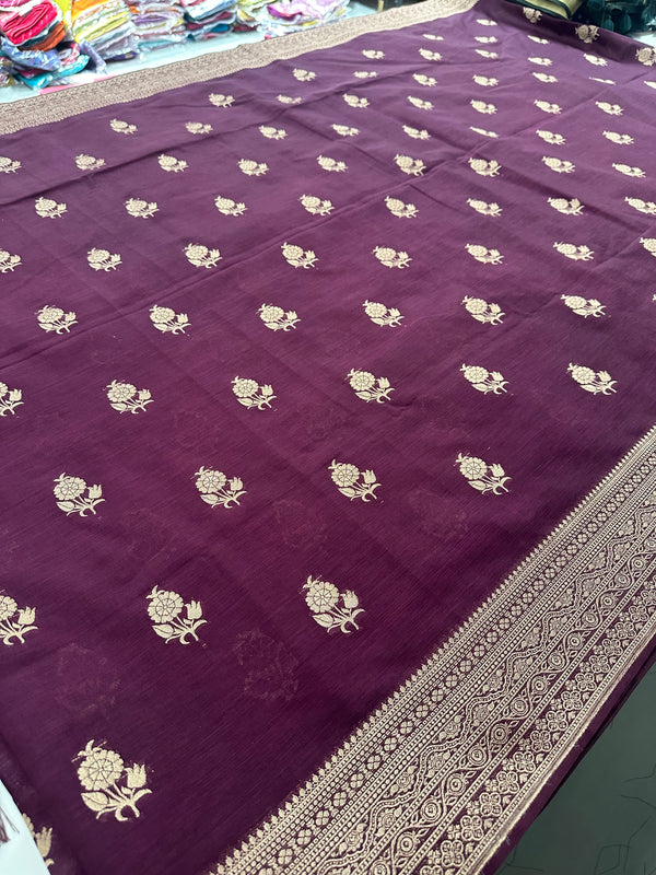 Wine Venkatagiri Soft Cotton Saree with Butta - AU12