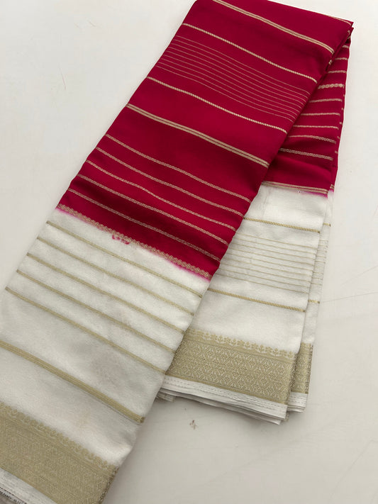 Pink x Ivory Crape Silk Fancy