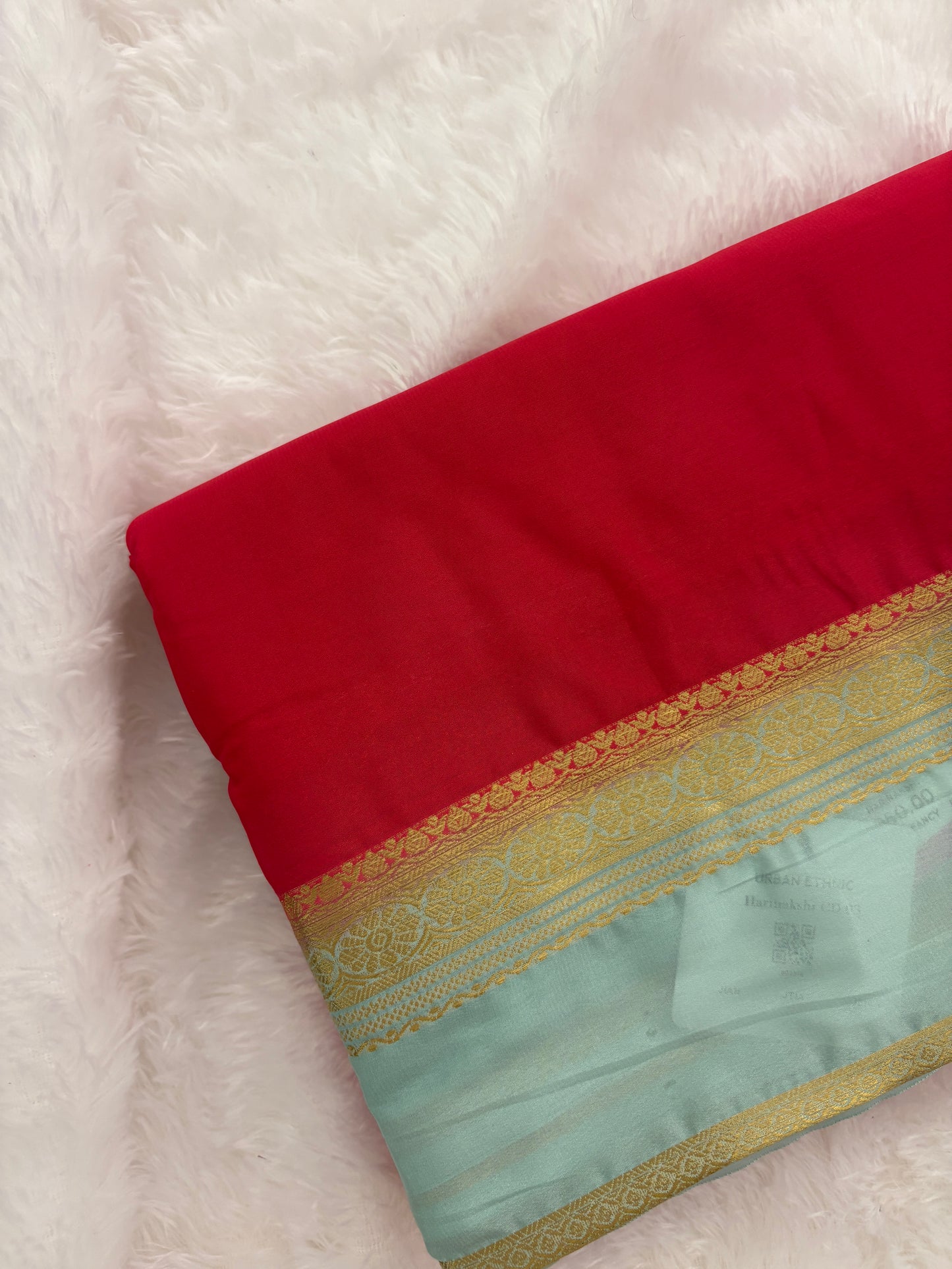Pink X Blue Small Bentex Semi mysore Silk Saree-J1117