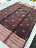 Semi Mysore Silk Checks Saree with Butta-AU16