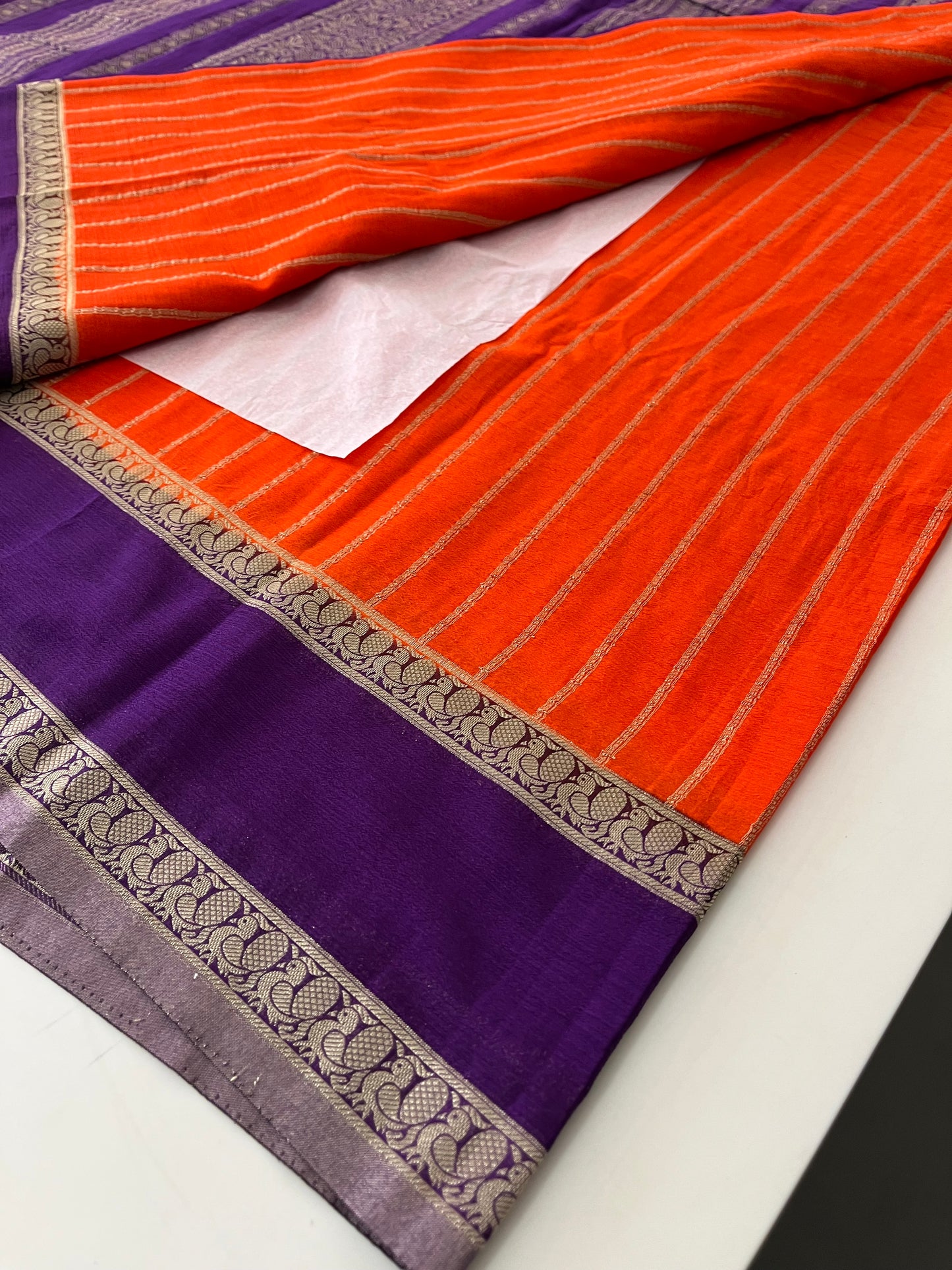 Designer crape Chinnon saree