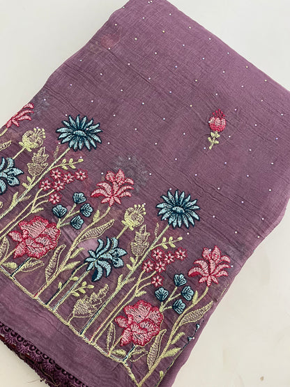Organza Fancy Saree Embroidery